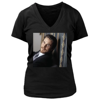 Christian Bale Women's Deep V-Neck TShirt