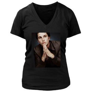 Christian Bale Women's Deep V-Neck TShirt