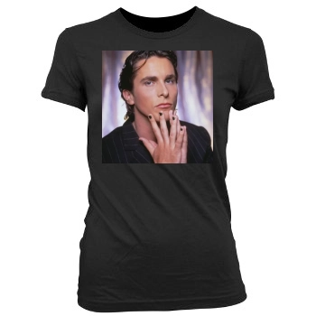 Christian Bale Women's Junior Cut Crewneck T-Shirt