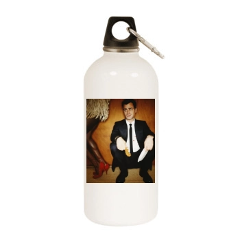 Justin Theroux White Water Bottle With Carabiner