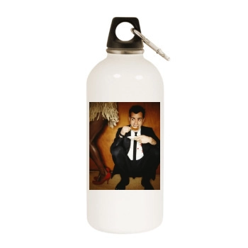 Justin Theroux White Water Bottle With Carabiner