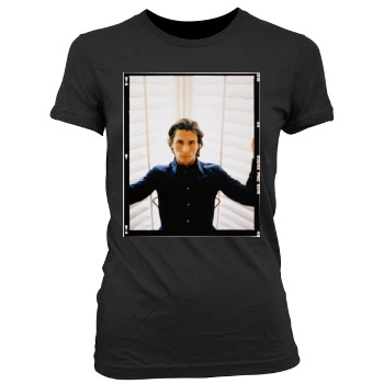 Christian Bale Women's Junior Cut Crewneck T-Shirt