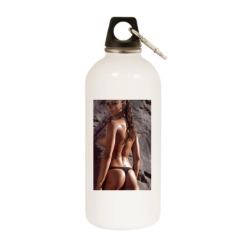 Elena Boumaguina White Water Bottle With Carabiner