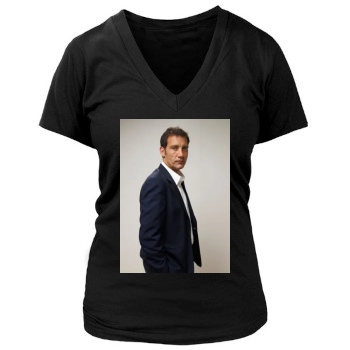 Clive Owen Women's Deep V-Neck TShirt