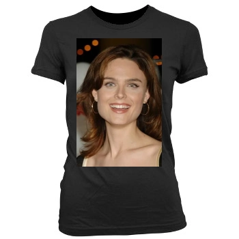 Emily Deschanel Women's Junior Cut Crewneck T-Shirt