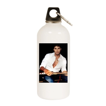 Enrique Iglesias White Water Bottle With Carabiner