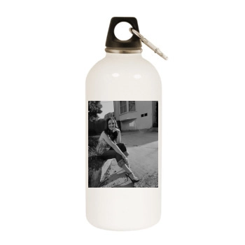 Erika Christensen White Water Bottle With Carabiner