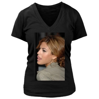 Eva Mendes Women's Deep V-Neck TShirt