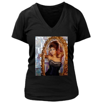 Eva Mendes Women's Deep V-Neck TShirt