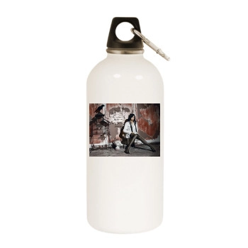 Famke Janssen White Water Bottle With Carabiner