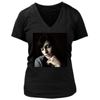 Famke Janssen Women's Deep V-Neck TShirt