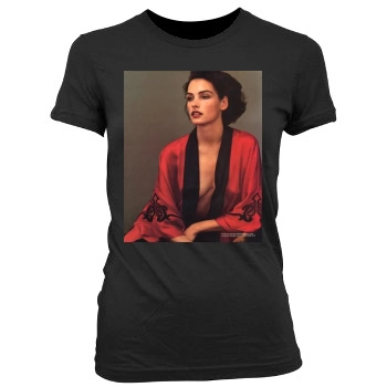 Famke Janssen Women's Junior Cut Crewneck T-Shirt