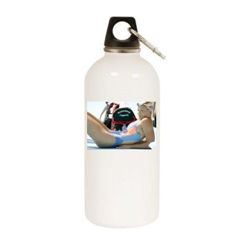 Franziska van Almsick White Water Bottle With Carabiner