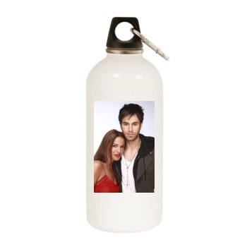 Enrique Iglesias White Water Bottle With Carabiner