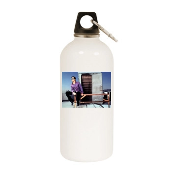 Enrique Iglesias White Water Bottle With Carabiner