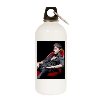 Enrique Iglesias White Water Bottle With Carabiner