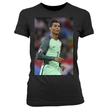 Cristiano Ronaldo Women's Junior Cut Crewneck T-Shirt