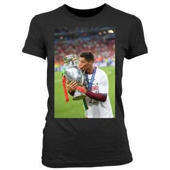 Cristiano Ronaldo Women's Junior Cut Crewneck T-Shirt