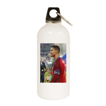 Cristiano Ronaldo White Water Bottle With Carabiner