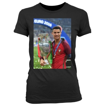 Cristiano Ronaldo Women's Junior Cut Crewneck T-Shirt