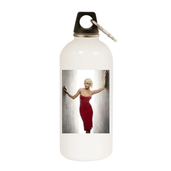 Tricia Helfer White Water Bottle With Carabiner