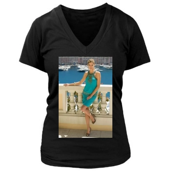 Tricia Helfer Women's Deep V-Neck TShirt