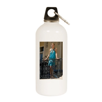 Tricia Helfer White Water Bottle With Carabiner