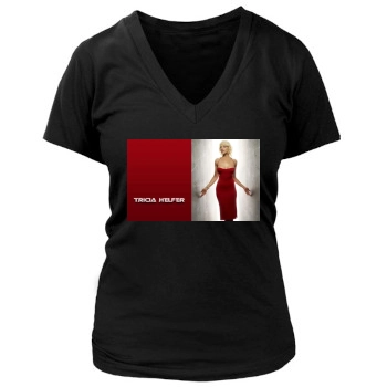 Tricia Helfer Women's Deep V-Neck TShirt