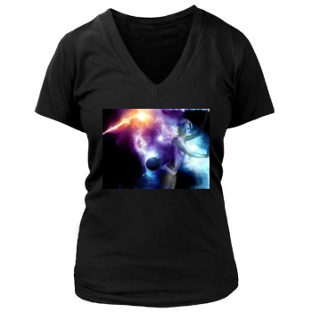 Jaime Pressly Women's Deep V-Neck TShirt