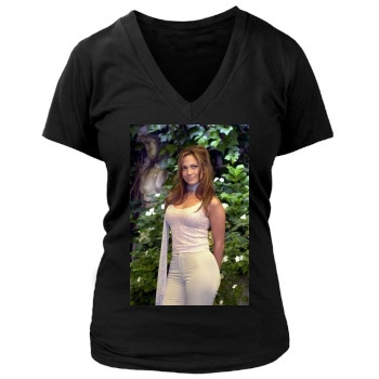 Jennifer Lopez Women's Deep V-Neck TShirt