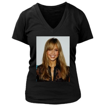 Jessica Alba Women's Deep V-Neck TShirt