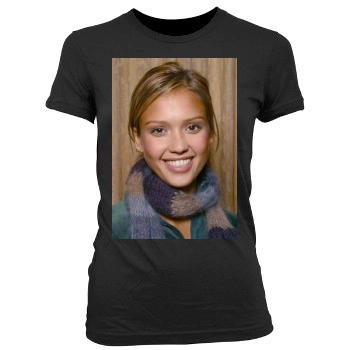 Jessica Alba Women's Junior Cut Crewneck T-Shirt