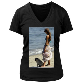 Jessica Alba Women's Deep V-Neck TShirt