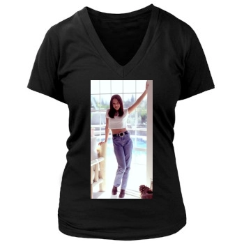 Jessica Alba Women's Deep V-Neck TShirt