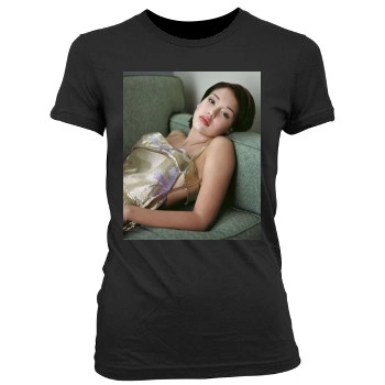 Jessica Alba Women's Junior Cut Crewneck T-Shirt