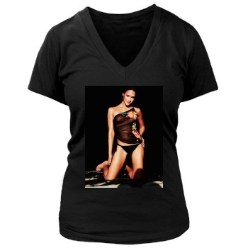 Jessica Alba Women's Deep V-Neck TShirt