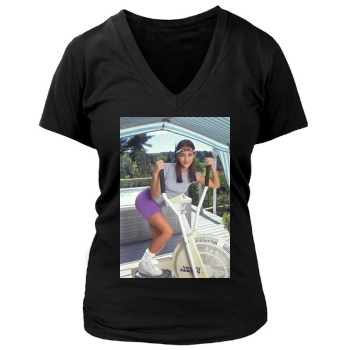 Jessica Alba Women's Deep V-Neck TShirt