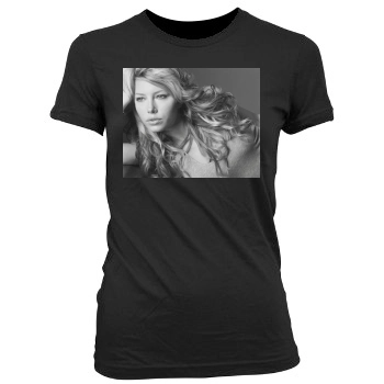 Jessica Biel Women's Junior Cut Crewneck T-Shirt