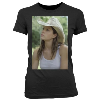 Jessica Biel Women's Junior Cut Crewneck T-Shirt