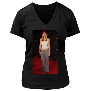 Jessica Biel Women's Deep V-Neck TShirt