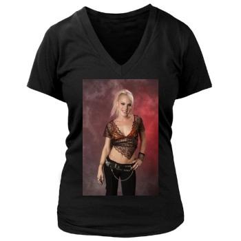 Pink Women's Deep V-Neck TShirt