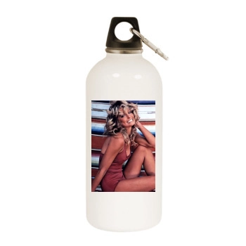 Farrah Fawcett White Water Bottle With Carabiner