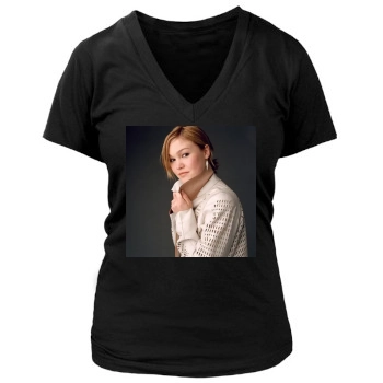 Julia Stiles Women's Deep V-Neck TShirt