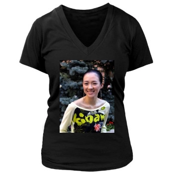 Zhang Ziyi Women's Deep V-Neck TShirt