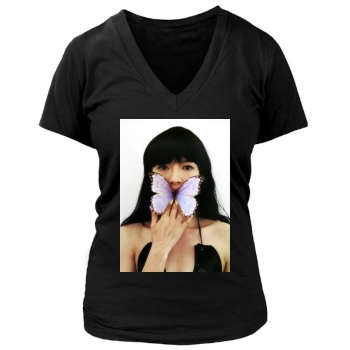 Zhang Ziyi Women's Deep V-Neck TShirt