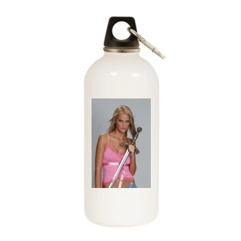 Zimany Linda White Water Bottle With Carabiner