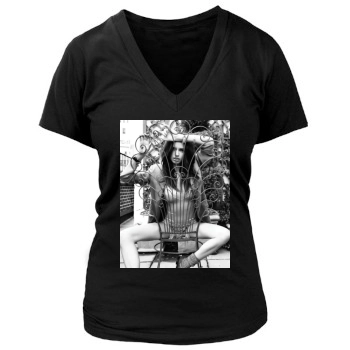 Adriana Lima Women's Deep V-Neck TShirt