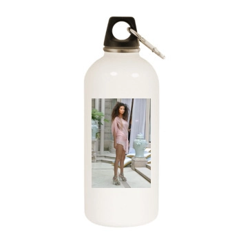 Adriana Lima White Water Bottle With Carabiner