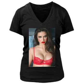 Adriana Lima Women's Deep V-Neck TShirt