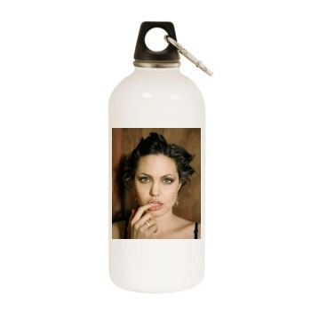 Angelina Jolie White Water Bottle With Carabiner